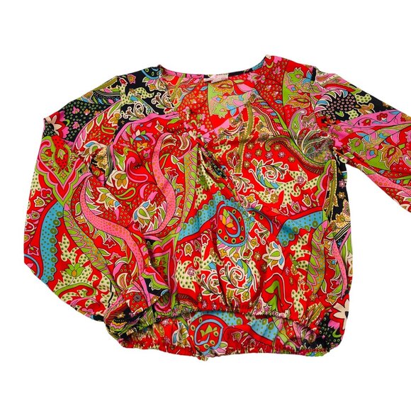 Boemo Womens Multicolor Paisley Long Sleeve Top Polyester M - Picture 1 of 5